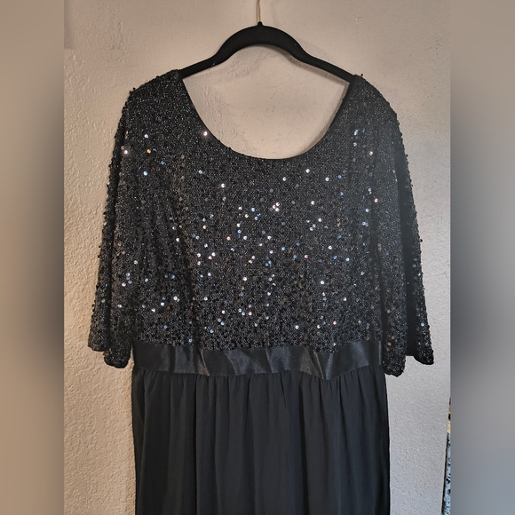Pinup Fashion Sz 20 Elegant Black Sequin Evening Dress - Picture 4 of 10